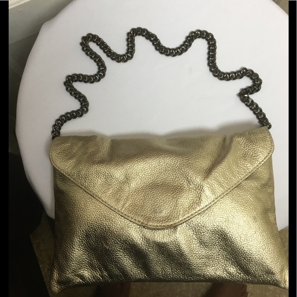 J Crew Leather Small Envelope Bag With Chain